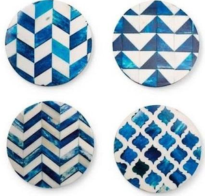 Premium Quality Round Walnut Bone Inlay <b>Coasters</b> Handcrafted <b>Drink</b> <b>Coasters</b> for Coffee Table and Interior Styling - Product Image 3