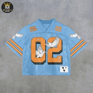 Camiseta Deportiva Retro para Hombre, Camiseta de Fútbol con Hombros Caídos, Recortada, 100% de Algodón, Corte Holgado - Product Image 1