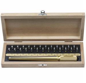 JIPSY Wedding Finger <b>Ring</b> Sizer Set US Standard 1-15 Rubber Grip Brass Mandrel Stick <b>Ring</b> Sizes Gauge Wooden Box - Product Image 6