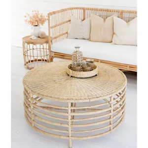Mesa de centro redonda de ratán hecha en Vietnam materiales ecológicos muebles para el hogar Decoración del hogar al por mayor - Product Image 1
