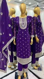 Nouvelle collection de vêtements de fête indiens et pakistanais de créateur Séquence de broderie lourde Travail haut-bas et ensemble Dupatta - Product Image 3