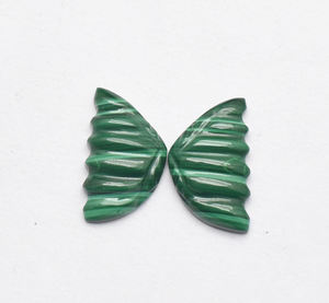 Tallado de mariposa de malaquita natural: 17X10mm Par de mariposas talladas a mano de malaquita natural sin tratar Tallas de piedras preciosas de 12,05 CT - Product Image 5
