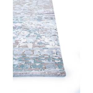 Alfombra de Lana y Seda de Bambú Azul del Lejano Oriente, Anudada a Mano, Rectangular, con Medallón, Estilo Oriental, de Viscosa y Poliéster para el Hogar - Product Image 4