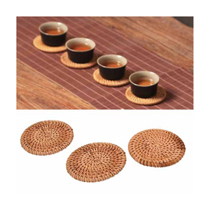 Placa de cargador de ratán redonda, placa tejida Bohemia rústica, Decoración de mesa Natural hecha a mano o arte de pared colgante - Product Image 2