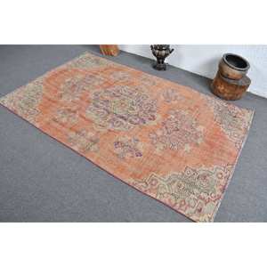 Alfombra turca Vintage naranja púrpura 4,5x7,4 pies clásica área grande rectángulo pasillo patrón lana látex respaldo para habitación de adolescente - Product Image 4