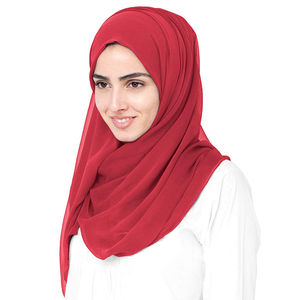 Châle en mousseline de soie lourde de haute qualité Long Hijab islamique décontracté en gros Écharpe musulmane malaisienne pour les femmes Épais Opaque en mousseline de soie Hijab - Product Image 5