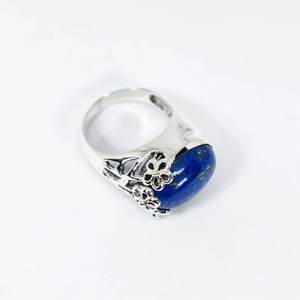 Romantic Design 925 Sterling Silver Wedding <b>Ring</b> for Women <b>Lapis</b> <b>Lazuli</b> Stone Oval Cabs Classic Style for Engagement Party - Product Image 3