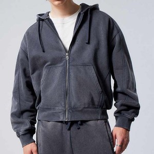 Unisex Acid Wash Vintage Hoodie 100% Cotton Men's Pullover Hoodies - Product Image 3
