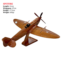 Maquette d'avion Spitfire gravée en bois d'acajou, fabrication vietnamienne
