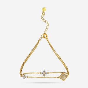 Bracelet à breloques religieuses en or blanc 92,5 plaqué or rose et rhodium, incrusté de diamants, motif clé et fleur, platine, modèle 191381 - Product Image 1