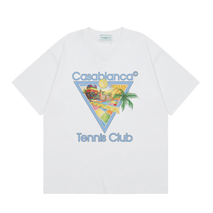 Thời trang nam giản dị cho Casablanca T-Shirt phong cách mới nóng bán cổ tròn thư in cá nhân dệt kim quá khổ phù hợp - Product Image 2