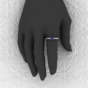 925 argent Sterling massif 4mm améthyste Semi-montage blanc réglage bande anneau lait maternel souvenir résine bijoux résultats composants - Product Image 6