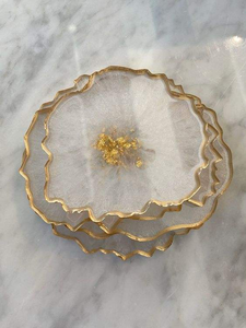 Sous-verres en résine écologiques classiques hautement décoratifs, dessous de verre en émail, meilleure qualité, faits à la main pour la présentation en restaurant, forme de croissant - Product Image 6