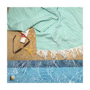 Toallas de playa turcas Algodón suave Secado rápido Color de larga duración Diseño plegable compacto Opciones personalizadas Patrón de logotipo de estilo liso - Product Image 3