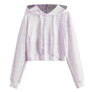 Haut court à capuche imprimé Y2K pour femme, séchage rapide, coton et polyester, manches longues avec logo frontal, design tricoté, longueur courte - Product Image 1