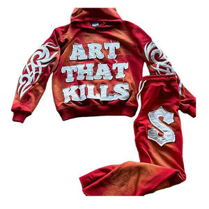 Streetwear d'hiver en polaire imprimé par transfert de chaleur avec logo personnalisé Ensemble de sweat à capuche et pantalon de survêtement 100% coton pour femmes - Product Image 4