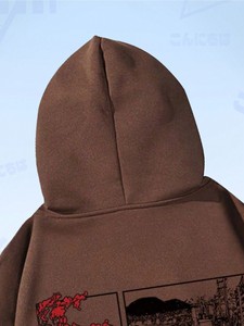 เสื้อฮู้ดวินเทจสำหรับผู้ชายเสื้อกันหนาวขนแกะใส่สบายสำหรับผู้ชายเสื้อมีฮู้ดผ้าคอตตอน100% ยกโลโก้ทำ - Product Image 3