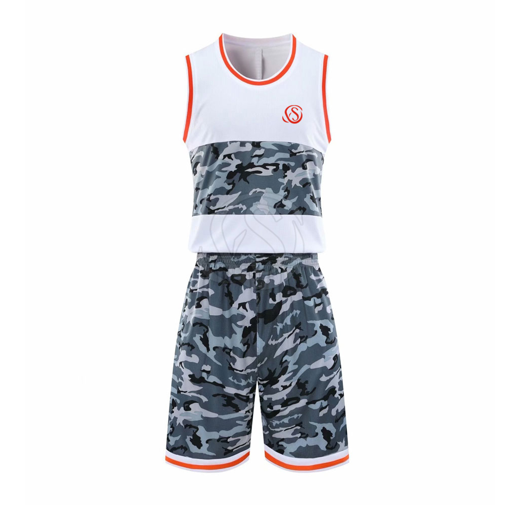 Hot Selling Breathable Basketball Uniform Sets Heat-Transfer Printing Men's Low MOQ for Online Sale