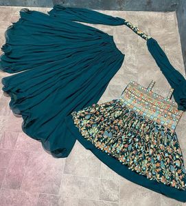 Kurta กางเกงผ้าโปร่งพิมพ์ลายสำหรับผู้หญิง,ผ้าโปร่งแขนพิเศษงานเย็บปักอย่างหนา - Product Image 3
