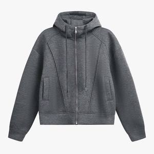 Sweat à capuche double couche en éponge française délavé au soleil sérigraphié avec logo zippé pour hommes à vendre - Product Image 2