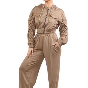 Nueva llegada Diseño personalizado y logotipo Chándales de mujer de calidad premium Conjunto de 2 piezas Chándal deportivo para mujer - Product Image 3