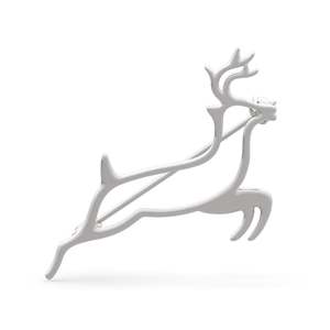 Broche cerf en argent sterling Jeulia avec accents de zircon et de diamants, design floral plaqué or, pour cadeau de mariage ou de fête - Product Image 1