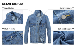 Chaqueta vaquera informal de algodón 100% para hombre, ropa de calle de invierno de alta calidad, servicio OEM teñido liso, procesamiento terminado - Product Image 4
