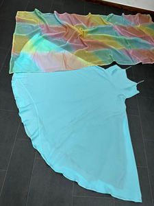 Traje de fiesta para mujer indio y paquistaní confeccionado, conjunto de vestido largo y Dupatta, tela Chinnon, trabajo de encaje elegante, costura completa - Product Image 5