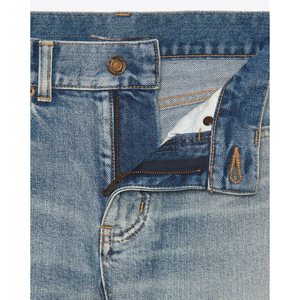 Ripped High Street Distressed Fashion Blue Flared Blue Jean Hem Slit Side Tobillo Zipper Style Custom Denim Jeans para hombre - Product Image 6