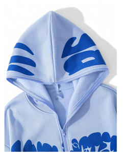 Sweats à capuche zippés pour hommes personnalisés OEM vente en gros en usine sweats à capuche ip-up sérigraphiés 400GSM souples de haute qualité. - Product Image 6