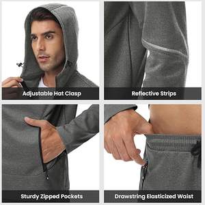 Survêtements de sport décontractés à manches longues en polyester avec fermeture éclair complète pour hommes - Product Image 5