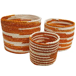 Cesta de armazenamento seagrass, cesta de combinar com cabo para lavanderia e decoração