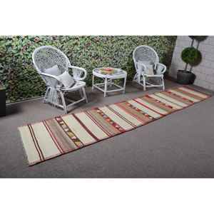 Alfombra Turca de 2.6x13.4 pies, Alfombra Vintage, Alfombra Blanca Ombré - Product Image 2