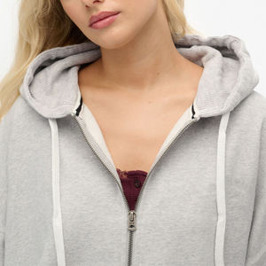 Sweat à capuche oversize zippé en tricot d'hiver pour femme, respirant, avec logo frontal, 100% coton, streetwear - Product Image 4