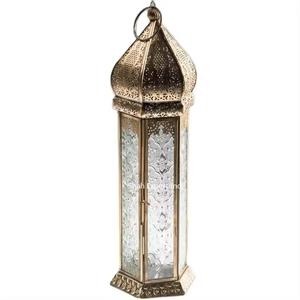 Linterna de vela de Metal y vidrio tradicional con acabado de cobre para Ramadán y Eid, decoración de Mesa para el hogar, linterna hecha a mano - Product Image 4