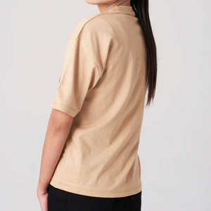 T-shirt décontracté pour femme, coupe régulière, col rond, manches courtes, 100 % coton, avec broderie, collection été 2025 – Vente en gros - Product Image 4