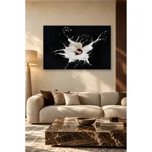 Impression sur toile Fida White Splash sur fond noir - Product Image 3