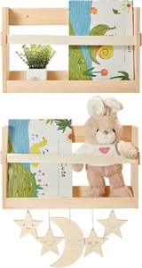 Set of 2 Wood Floating Bookshelf for Kids Room Decor Wall-Mounted <b>Magazine</b> Holder with PU Leather Strap kids bookshelf for Baby - Product Image 6