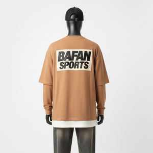 Chemise double couche pour femmes en coton premium, douce, respirante, avec panneau de couleur marron, logo personnalisé, chemise double couche en coton - Product Image 2