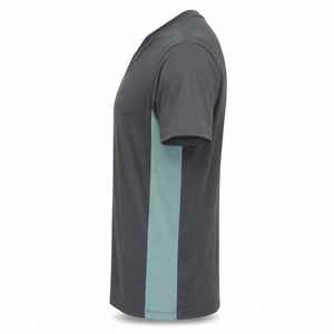 Wholesale Charcoal V Neck T Shirt with Mint Side Panels Custom Mens Cotton Short Sleeve Casual Wear - Product Image 5