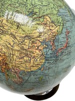 Globe terrestre vintage du milieu du siècle, en aluminium fait main, design Art Déco, globe antique décoratif