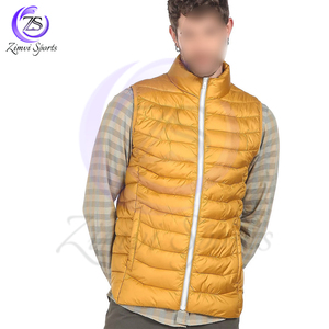 Premium Quality Zip Up Loose Casual Streetwear Quilted Coats Custom Made Yellow Warm Sleeveless Oversized Trendy Puffer <b>Vest</b> - Product Image 1
