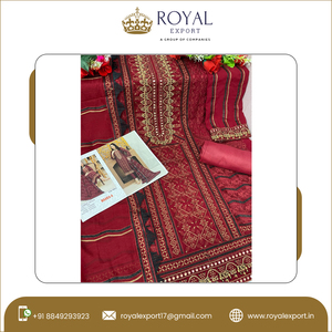 Diseñador Heavy Faux Georgette con Secuencia de cadena bordado cosido largo pakistaní Salwar Suit Collection para bodas - Product Image 6