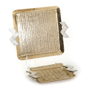 Bandeja decorativa de aluminio plateado para servir, vajilla para restaurante, bandeja para servir ensalada y café en forma redonda, plato para el hogar y la cocina - Product Image 6