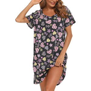 Pijama de poliéster/algodón de talla grande para mujer, Conjunto de pijama informal Sexy de verano, cuello sin mangas, adorno de encaje, ropa de dormir corta, liso teñido suave - Product Image 1