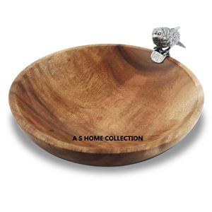 Nuevo diseño de tendencia de madera, cuenco redondo decorativo hecho a mano con forma de pájaro volador plateado para accesorios para servir alimentos - Product Image 1