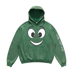 Sudadera con capucha de algodón para hombre, ropa de calle vintage de gran tamaño de algodón lavado ácido de alta calidad, 400gsm - Product Image 2