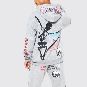 Nouveauté : Ensemble de survêtement pour homme, imprimé, streetwear, automne, respirant, sweat-shirt à capuche et jogging, couleur unie, tenue de sport - Product Image 4