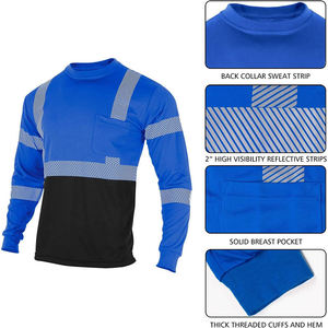 Camisetas de Trabajo de Alta Visibilidad Personalizadas de Polialgodón con Reflectores de Seguridad para la Construcción - Product Image 2