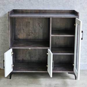 90x40x90cm Midcentury Modern Rubber Wood Dining Room Cabinet with Iron Legs and <b>Storage</b> TPA001 Furniture - Product Image 4